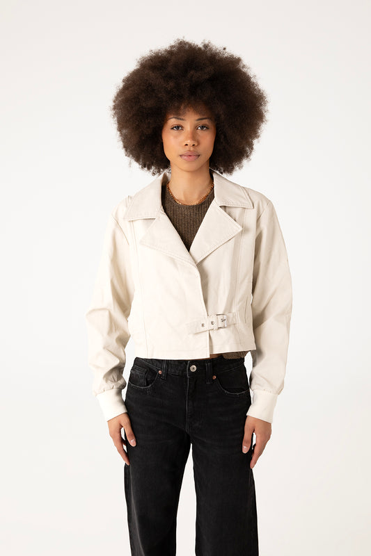 variant:: creme -- SESSA Veste moto végétalien creme