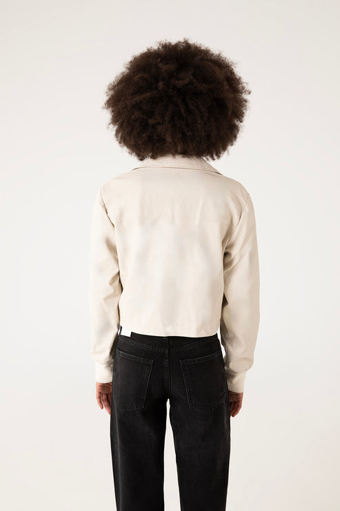 variant:: creme -- SESSA Veste moto végétalien creme