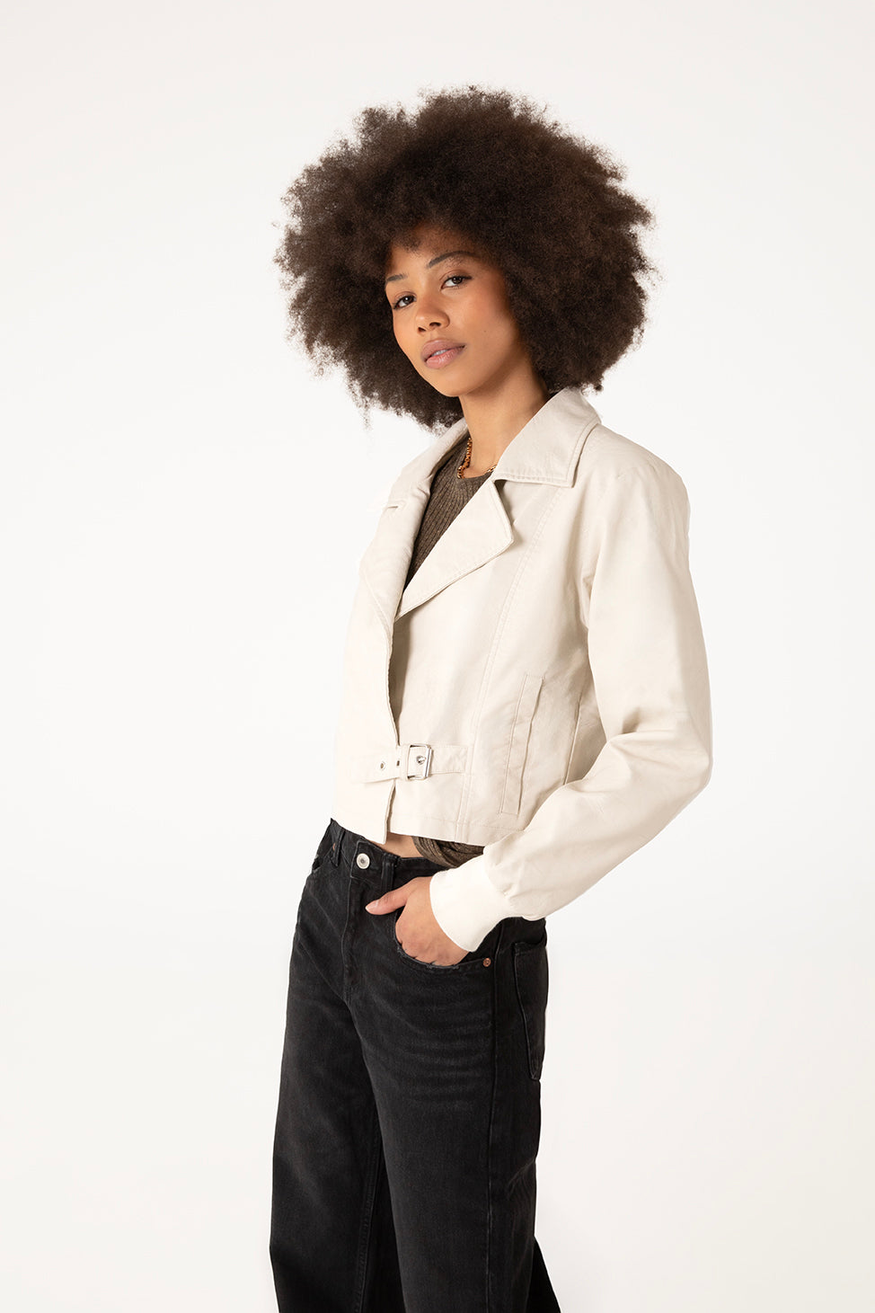 variant:: noir -- SESSA Veste moto végétalien noir