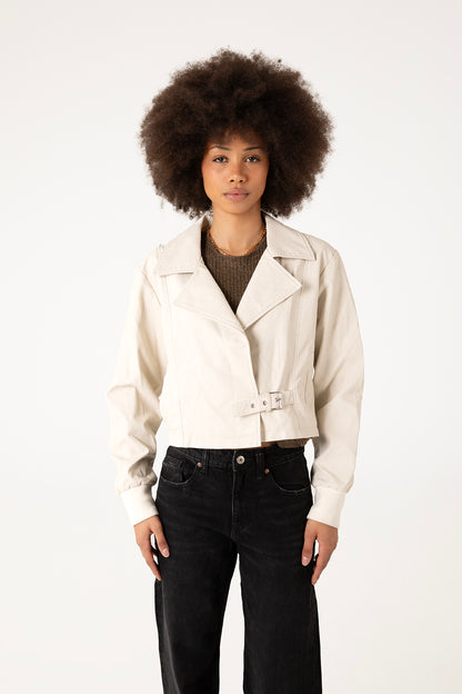 variant:: creme -- SESSA Veste moto végétalien creme
