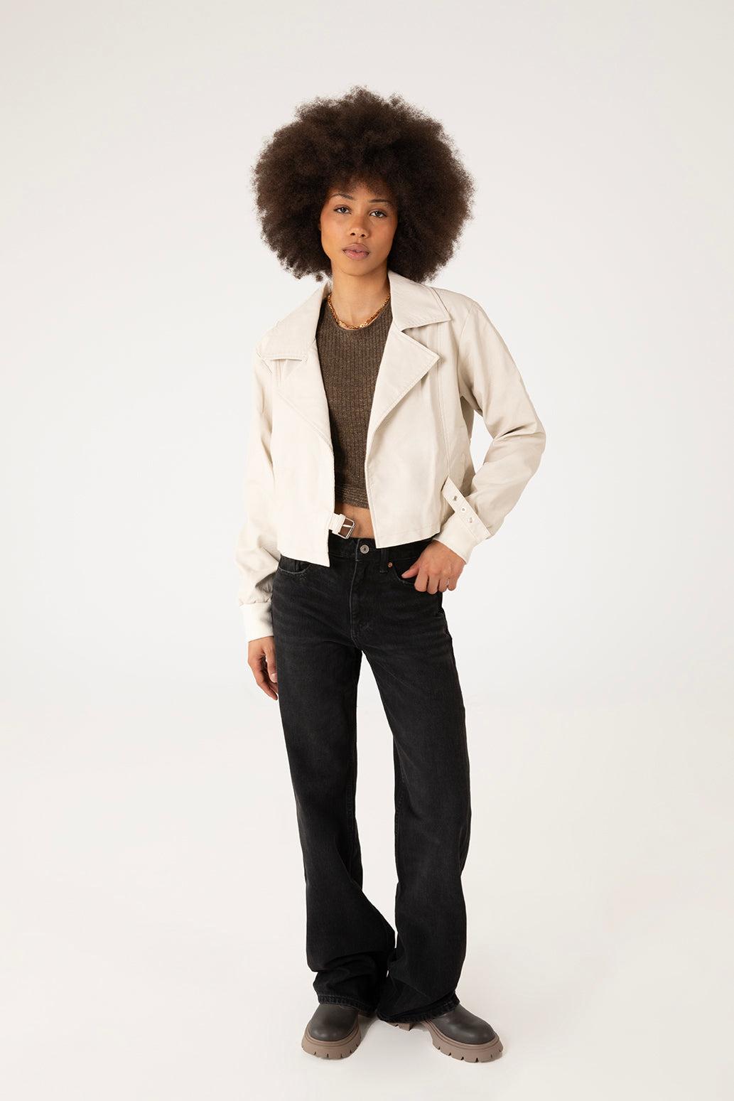 variant:: creme -- SESSA Veste moto végétalien creme